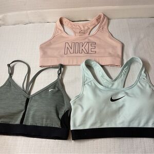 Nike Pink and Gray Sports Bras Moisture-Wicking Racerback